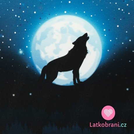 Panel Wolf Moon - vlk za úplňku na modré