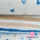 Úplet potisk malované proužky do modra na bílé