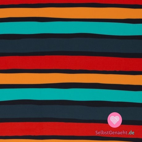 Softshell-Print aus unregelmäßigen farbigen Streifen mit Fleece