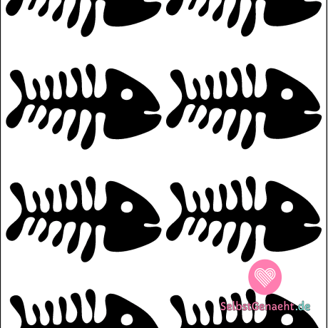 Schwarzes Bügeleisen auf Fischgräten (8 Stück)