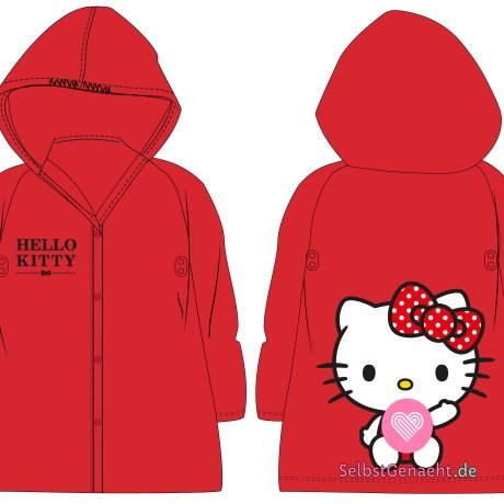 Hello Kitty Kinder-Regenmantel, rot, Gr. 122-128
