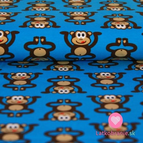 Úplet opičky hnedé na modrej