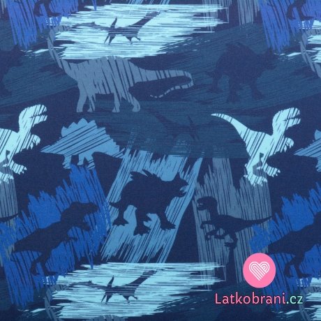 Softshell maskovaní dinosauři na modré s fleecem