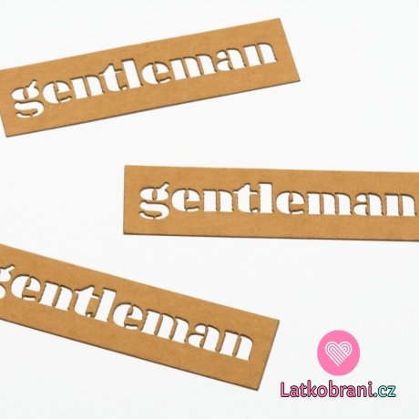 Štítek na oblečení "gentleman" nápis 20x75 mm