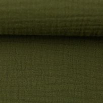 Dvojitá gázovina / mušelín jednofarebný zelený khaki