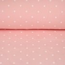 Teplákovina bílé puntíky na růžovo-pudrové
