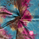 Úplet potisk batika růžovo - hnědo - modrá