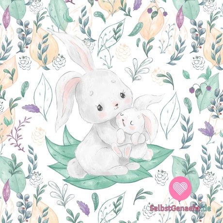 Baby-Kaninchen aus Baumwolle mit Mama