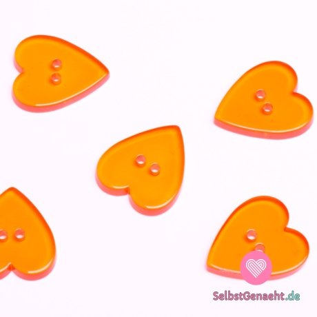 Glatter, transparenter orangefarbener Herzknopf