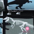 Teplákovina potisk dinosauři na modro-šedé, lehce počesaná