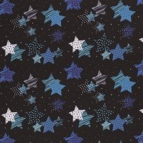 Softshell potisk modré hvězdy na černé s fleecem