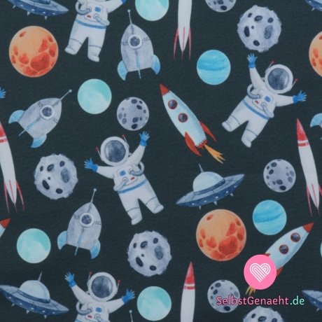 Softshell-Astronauten zwischen Planeten auf Schwarz mit Fleece