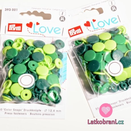 Patentky plastové Color snaps PRYM LOVE zelený mix