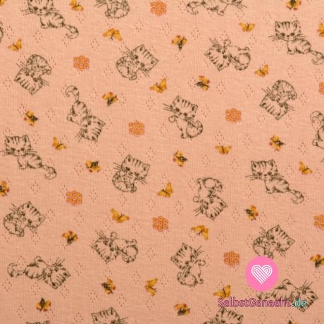 Strick-Pointoille-Print eines süßen Kätzchens auf Rosa
