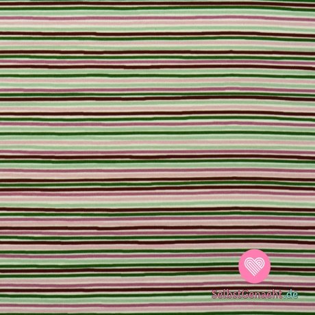 Gestrickte Print grüne und rosa Streifen auf weiß