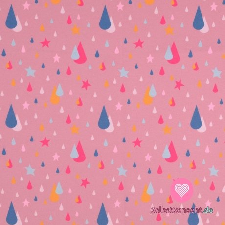 Softshell-Druck von Tropfen und Sternen auf rosa Hintergrund