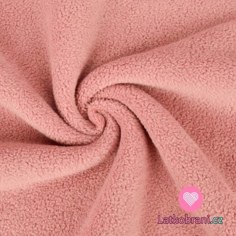 Bavlněný fleece jednobarevný růžový (sherpa)