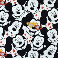 Úplet potlač Mickeyho hlavičky a hviezdičky na bielej