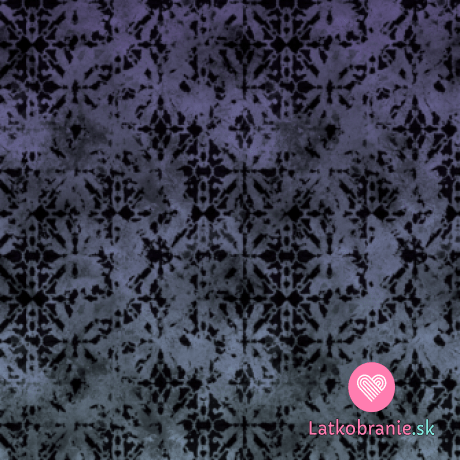 Funkčný úplet "mliečny hodváb" bordúra batikované kvety, mintovo - fialový prechod