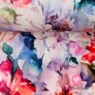 Teplákovina pestrobarevné akvarelové květy na bílé 
