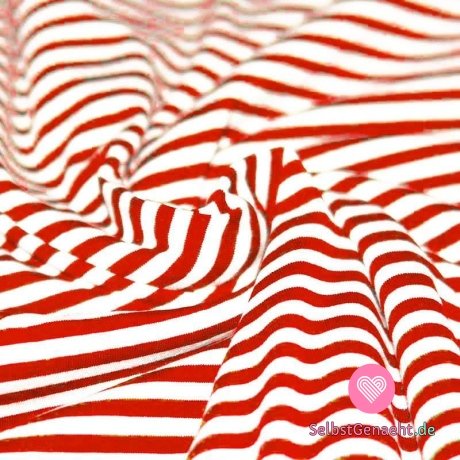Viskose-Strick aus gleich breiten Streifen rot - weiß