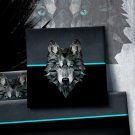 Teplákovina panel potisk vlk s pronikavým pohledem na černé