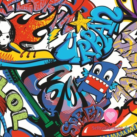 Trainingsanzug mit Graffiti-Print auf Ecru