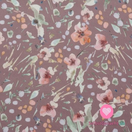 Softshell-Print mit bunten Blumen auf Rosa