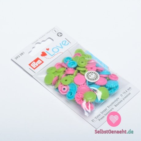 Druckknöpfe PRYM LOVE - rosa-grüne Blumen