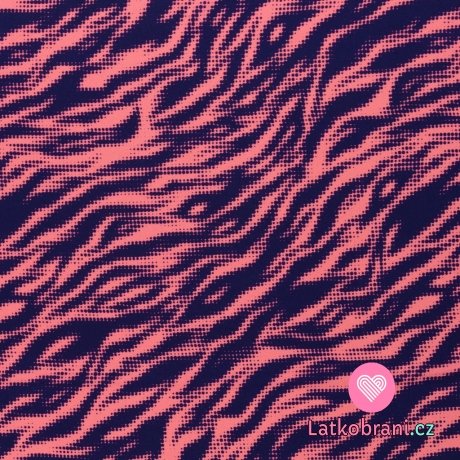 Viskóza tygří vzor v růžovo-modré