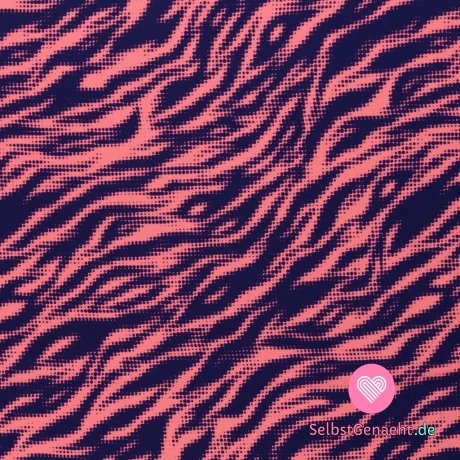 Viskose-Tigermuster in Pink-Blau