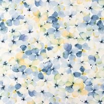 Úplet potlač modré kvety na biele