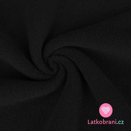 Bavlněný fleece jednobarevný černý (sherpa)