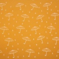 Senffarbene Softshell-Regenschirme mit reflektierendem Aufdruck