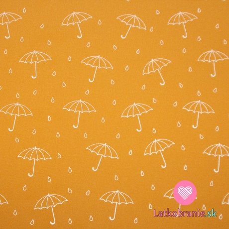 Softshell reflexná potlač dáždniky na horčicové