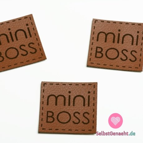 Label für Kleidung &quot;Mini Boss&quot;, Kunstleder, Kunstleder