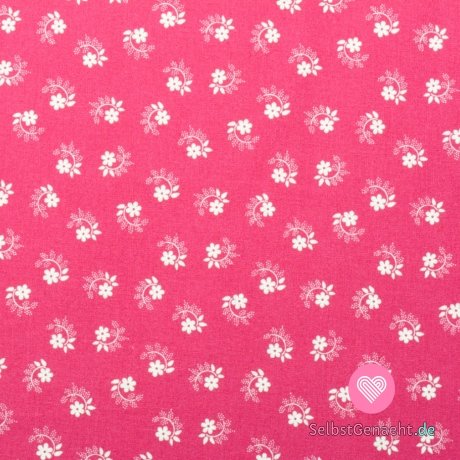 Baumwoll-Leinwanddruck weiße Blume auf rosa