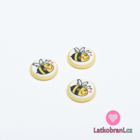 Knoflík kulatý, dětský včelka na žluté