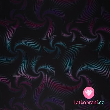 Softshell potisk fialový design na černé 
