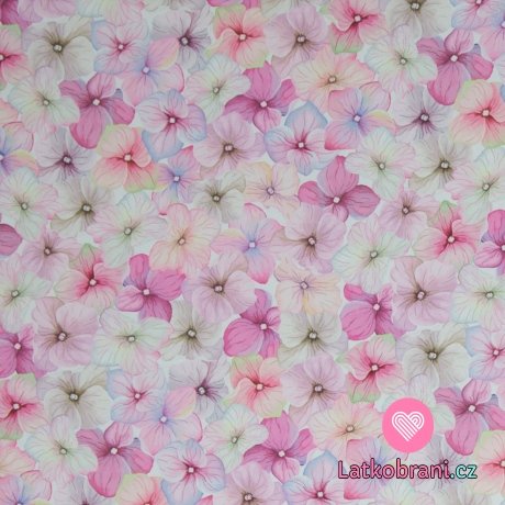 Softshell s fleecem růžové hortenzie na bílé
