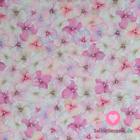 Softshell mit rosafarbenem Hortensienvlies auf Weiß