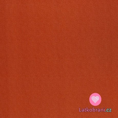 Balvlněné plátno drobné oranžové puntíky na cihlové