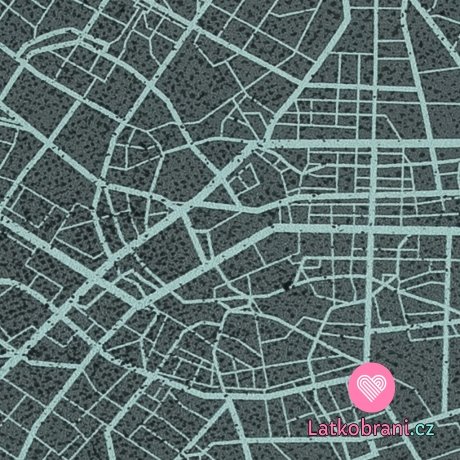 Panel teplákovina potisk abstraktní mapa města v mintovo - šedé