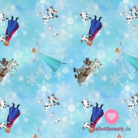 Strickdruck Ice Kingdom mit Schneeflocken auf Blau