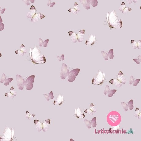 Úplet potlač motýlikovia na svetlé lila