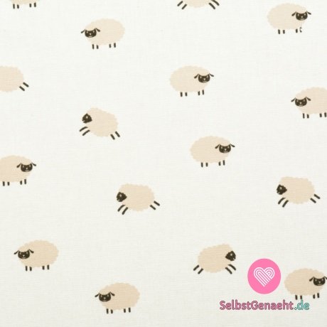 Baumwollflanell-Print Schaf auf Weiß