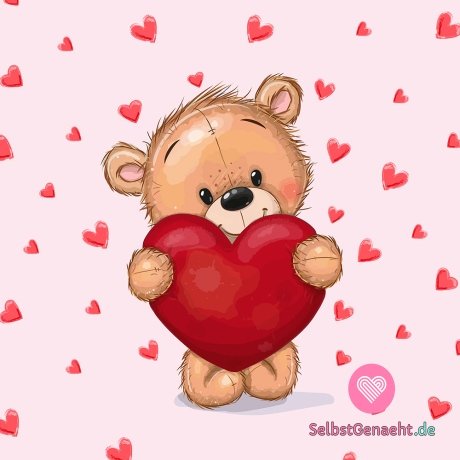 Teddybärplatte mit großem Herz auf Rosa
