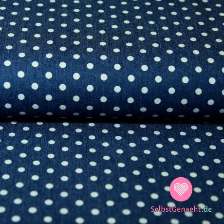 Jeans / Denim Polka Dots auf Blau Medium 5mm