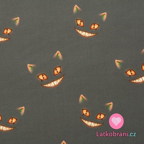 Softshell s fleecem potisk strašidelné oranžové kočky na šedé