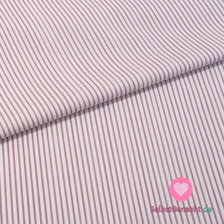 Baumwollleinwand mit pastellvioletten Streifen auf Weiß
